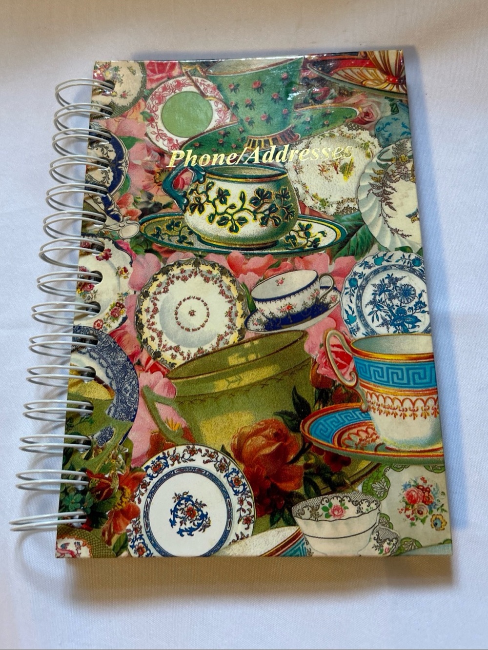 Vintage Y2K Spiral Address Book Phone Numbers Unused China Tea Cups Chinoiserie
